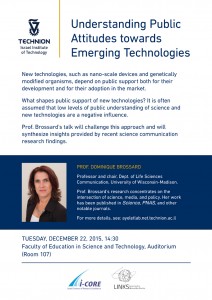 Invitation to Dominique Brossard's talk at the Technion