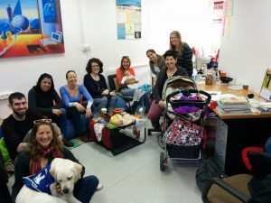 Ayelet Lab Members with Babies and Dog
