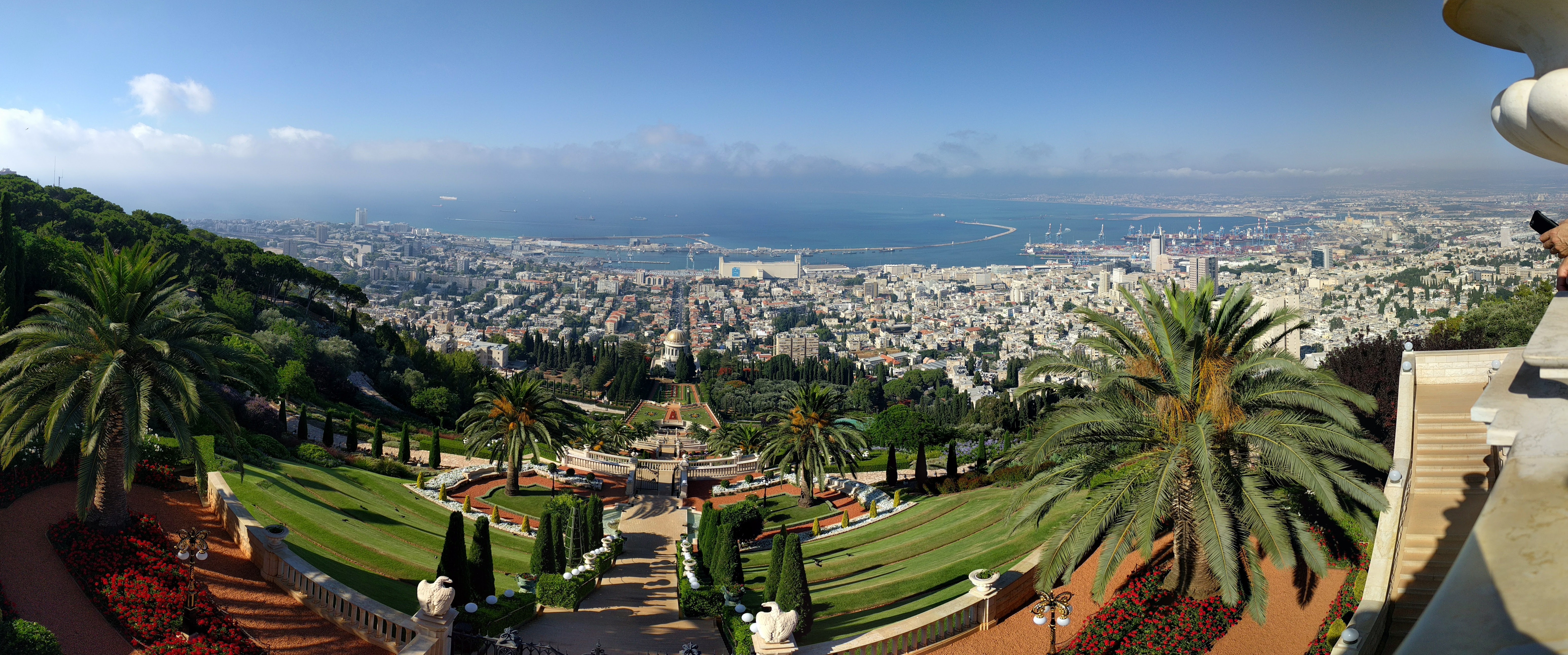 Panoramic image of Haifa from the Baha'i Gardens