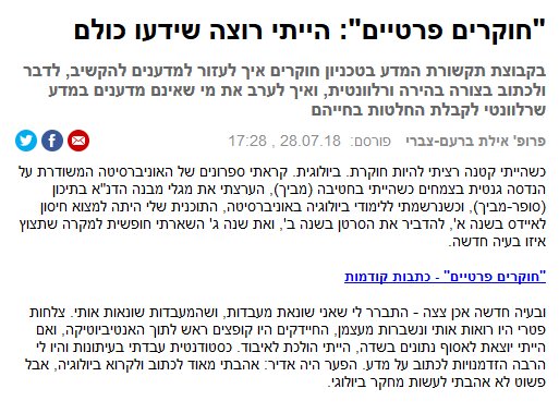 Screenshot of Ayelet's column