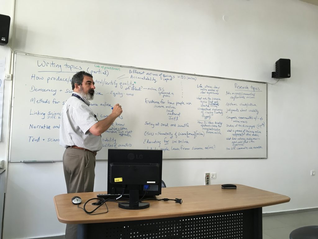 Bruce Lewenstein leading discussions on the final day of PESO 2017